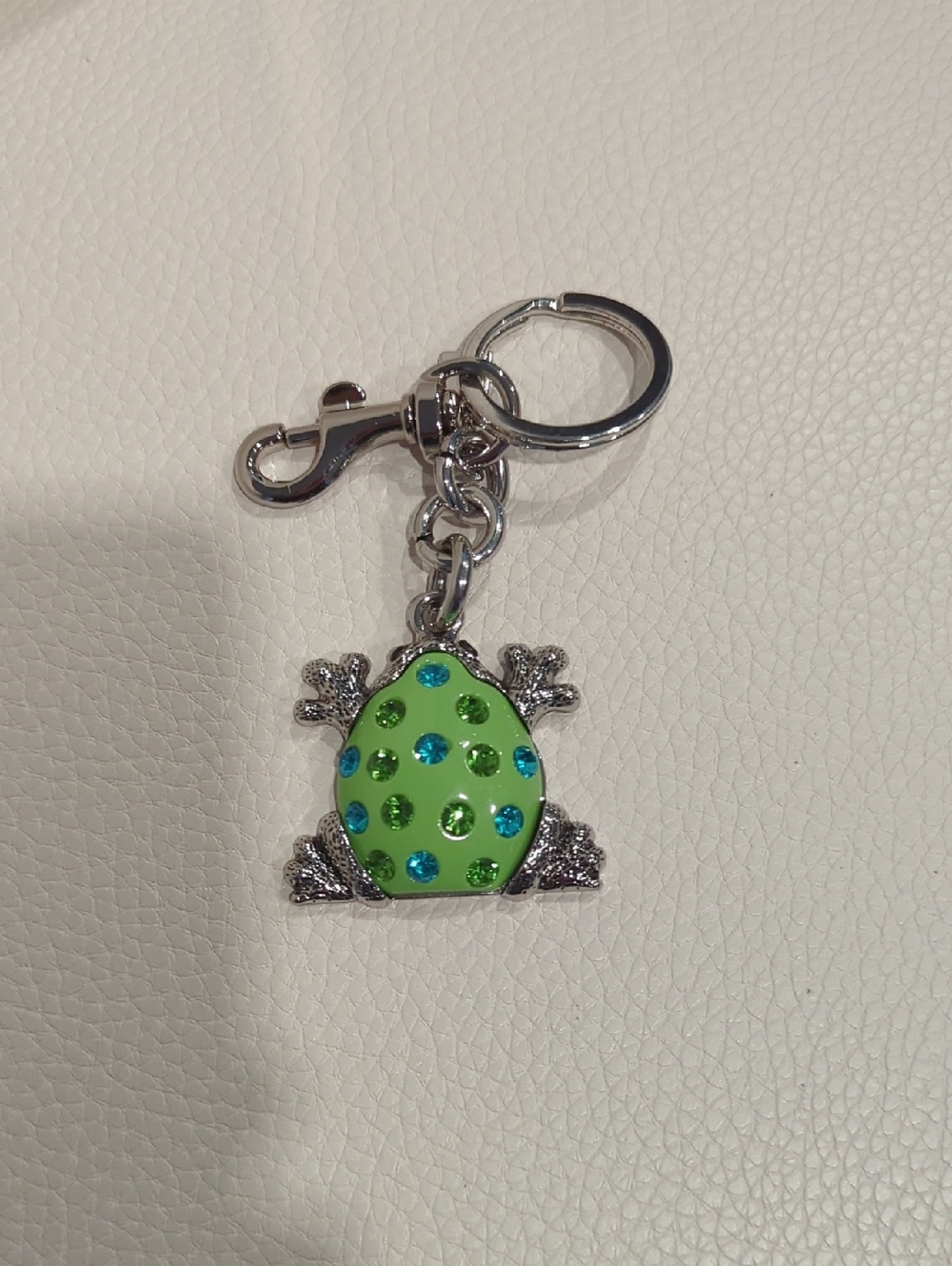 Green Rhinestone Frog Keychain